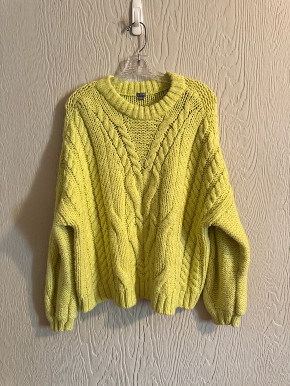 aerie Chunky Cable Knit Sweater - Lemon Yellow